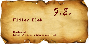 Fidler Elek névjegykártya